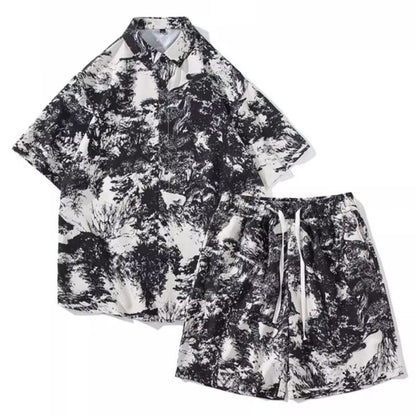 Mens 2 Piece Beach Set Quick Dry Hawaiian Shirt And Shorts Summer Fashion Clothing Casual Outfits 1