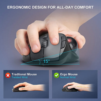 Ergonomic Thumb Control Wireless Trackball Mouse Rechargeable Bluetooth Rollerball Mice Silent Clic 1