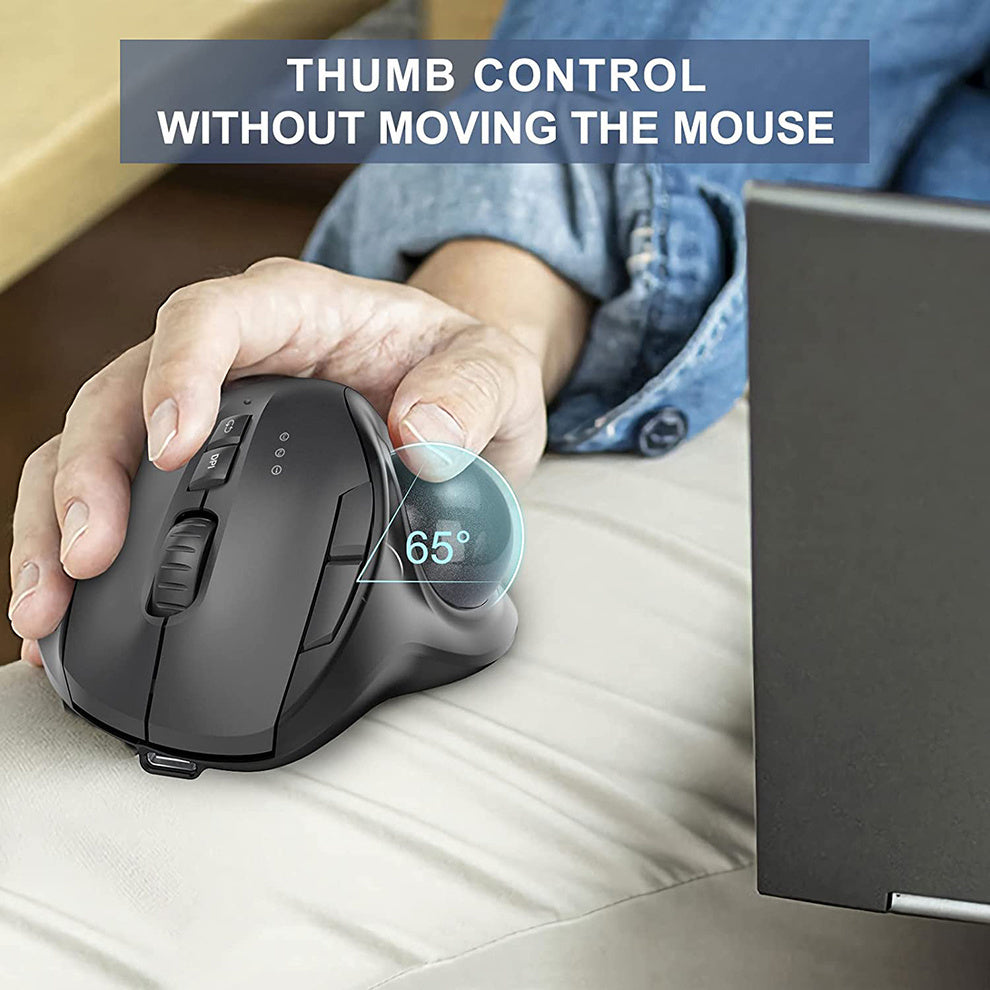 Ergonomic Thumb Control Wireless Trackball Mouse Rechargeable Bluetooth Rollerball Mice Silent Clic 3