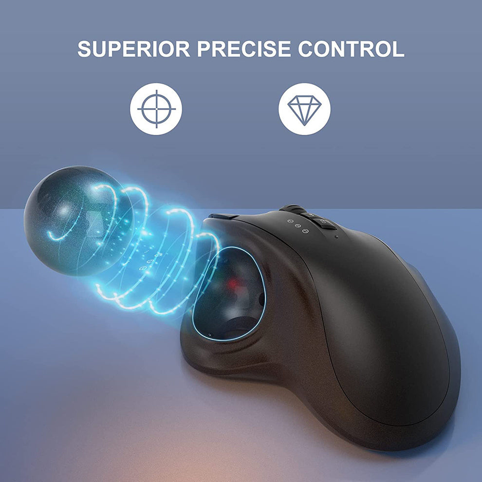 Ergonomic Thumb Control Wireless Trackball Mouse Rechargeable Bluetooth Rollerball Mice Silent Clic 5