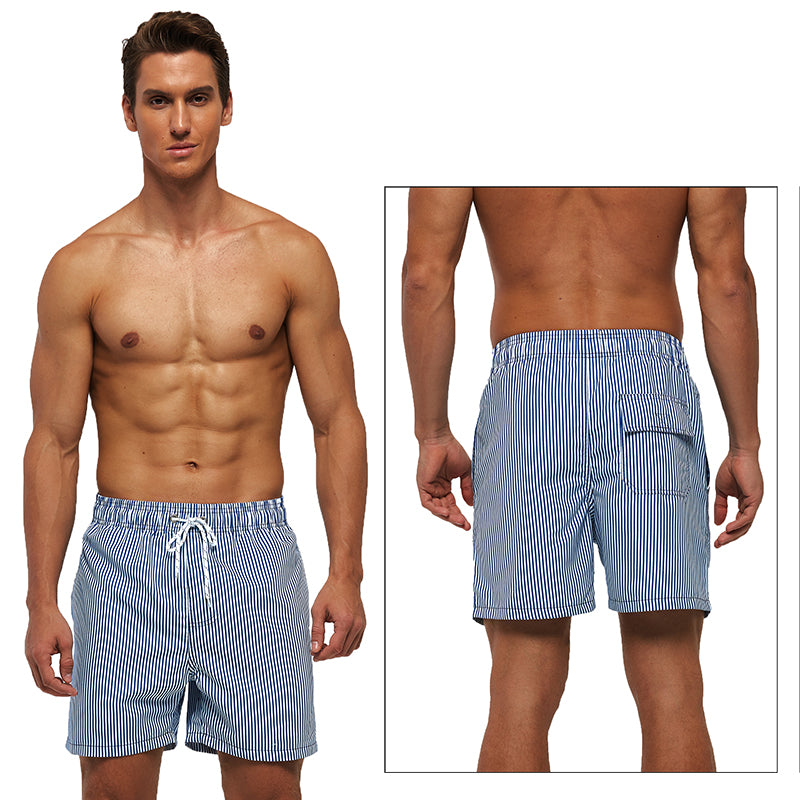 Mens Beach Shorts, Summer Surf Swimwear, Fitness Workout Trunks with Pockets, Sportswear Pants