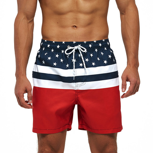 Mens Beach Shorts Summer Surf Swimwear Fitness Workout Trunks With Pockets Sportswear Pants 14