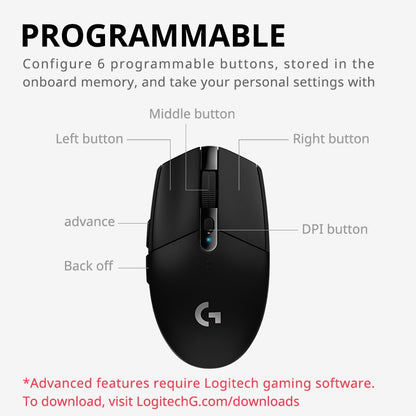 RGB Wireless Mouse Logitech Lightspeed Gaming Mouse 6 Programmable Buttons Long Battery USB Wireles 3