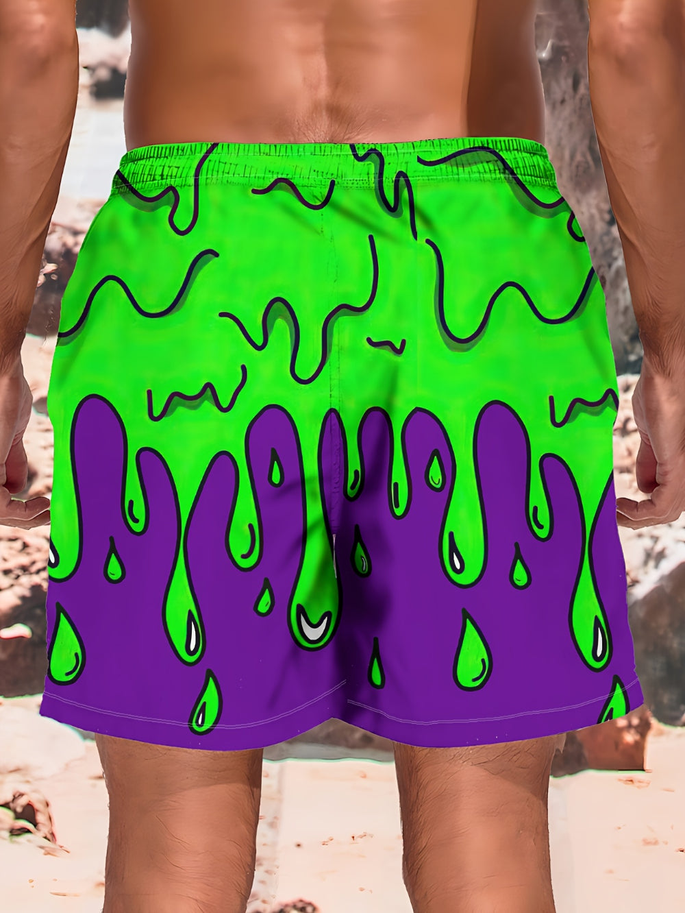 Men's Lightweight Shorts, 3D Printed Cartoon Drawstring, Quick Drying Summer Streetwear, Multi-Purpose with Pockets