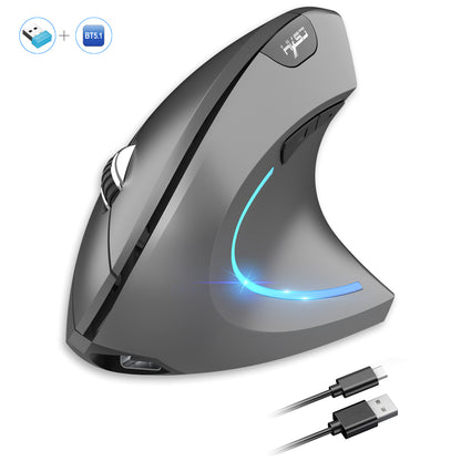Dual Mode Vertical Mouse, Ergonomic Rechargeable ABS, Wireless Mouse for PC, Type-C Connect