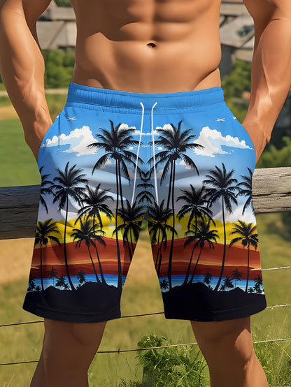 Mens Beach Surfing Shorts 3D Printed Palm Tree Pattern Waterproof And Quick Drying Fashionable And  5