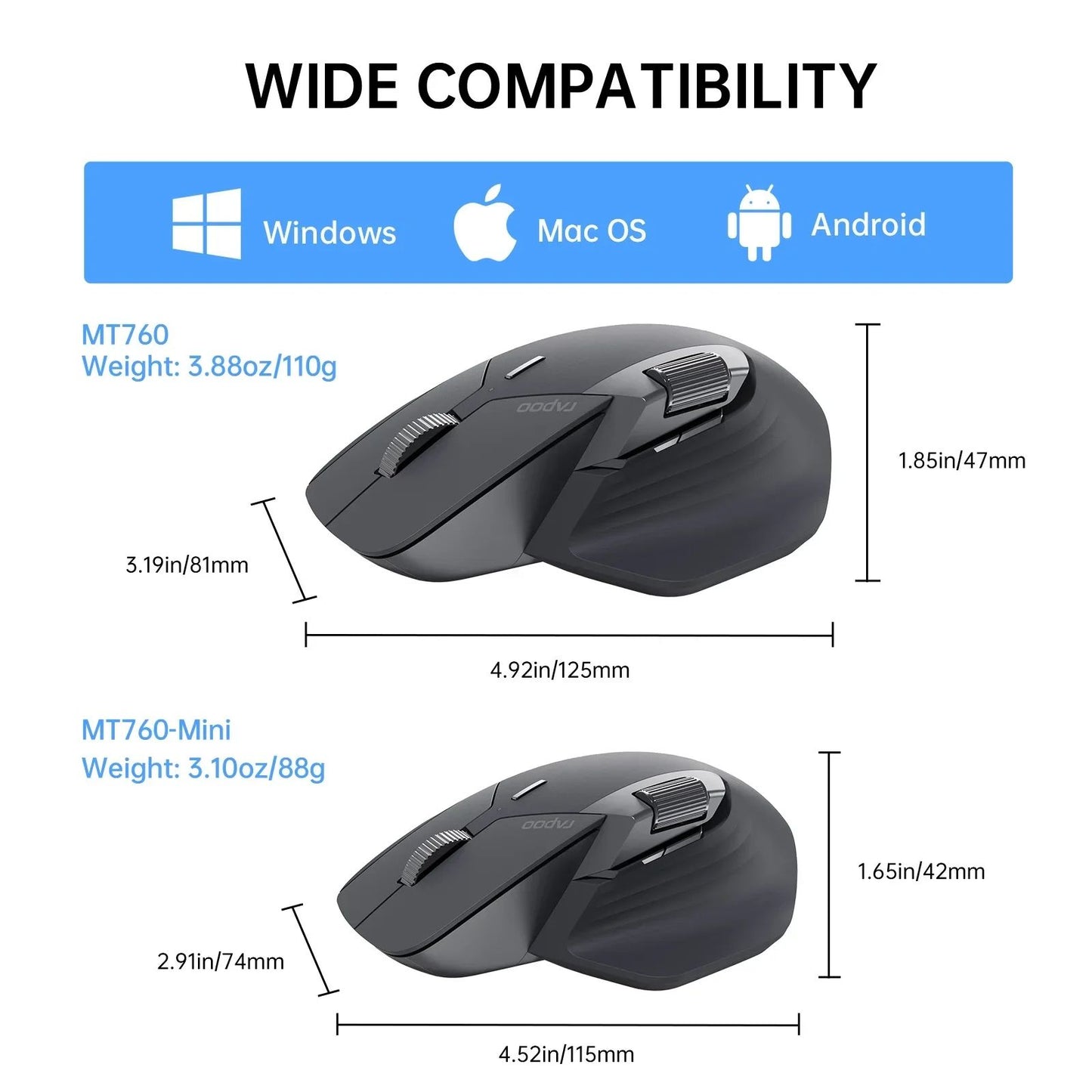 Bluetooth Mouse Ergonomic MultiMode Wireless Mouse 4000 DPI Rechargeable Connect Up To 4 Devices 1