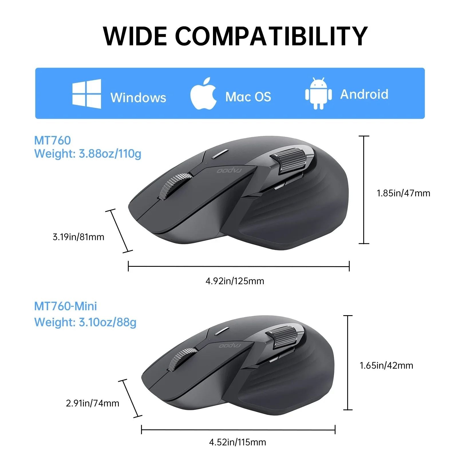 Bluetooth Mouse Ergonomic MultiMode Wireless Mouse 4000 DPI Rechargeable Connect Up To 4 Devices 1