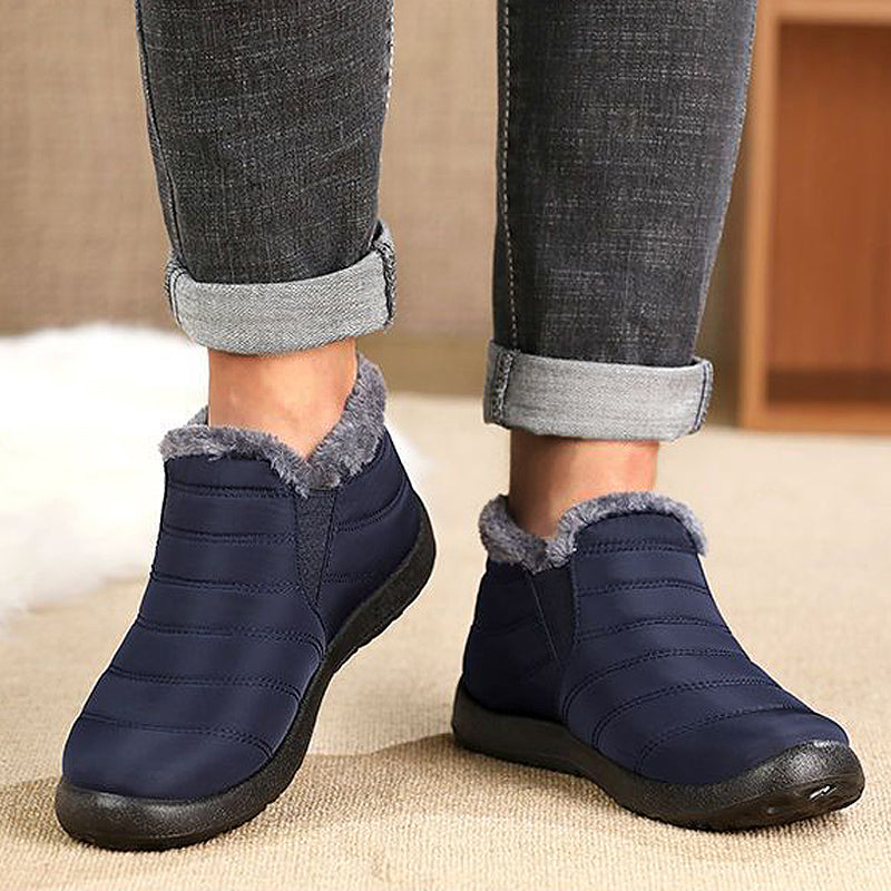 Mens Snow Waterproof Boots Warm Fur Ankle Platform SlipOn Winter Shoes Durable Plush Work Footwear 1