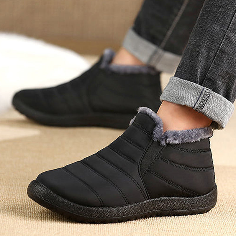 Mens Snow Waterproof Boots Warm Fur Ankle Platform SlipOn Winter Shoes Durable Plush Work Footwear 2