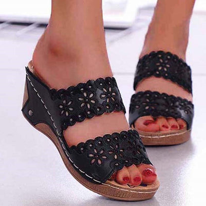 Stylish Summer Women Shoes Sandals NonSlip Slip On Wedge Sandals Retro Ladies Footwear  Casual Wome 2