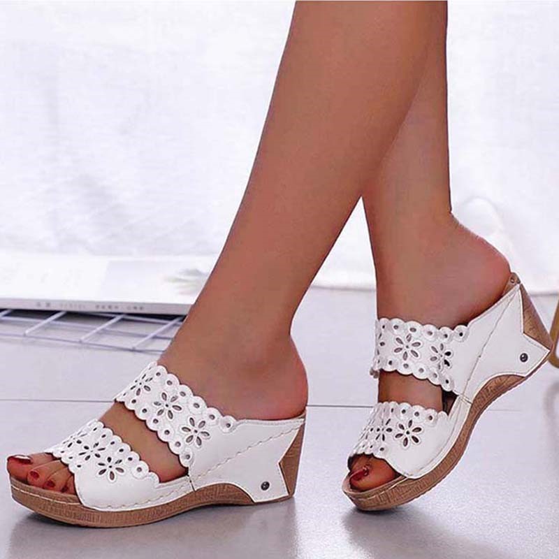 Stylish Summer Women Shoes Sandals NonSlip Slip On Wedge Sandals Retro Ladies Footwear  Casual Wome 4