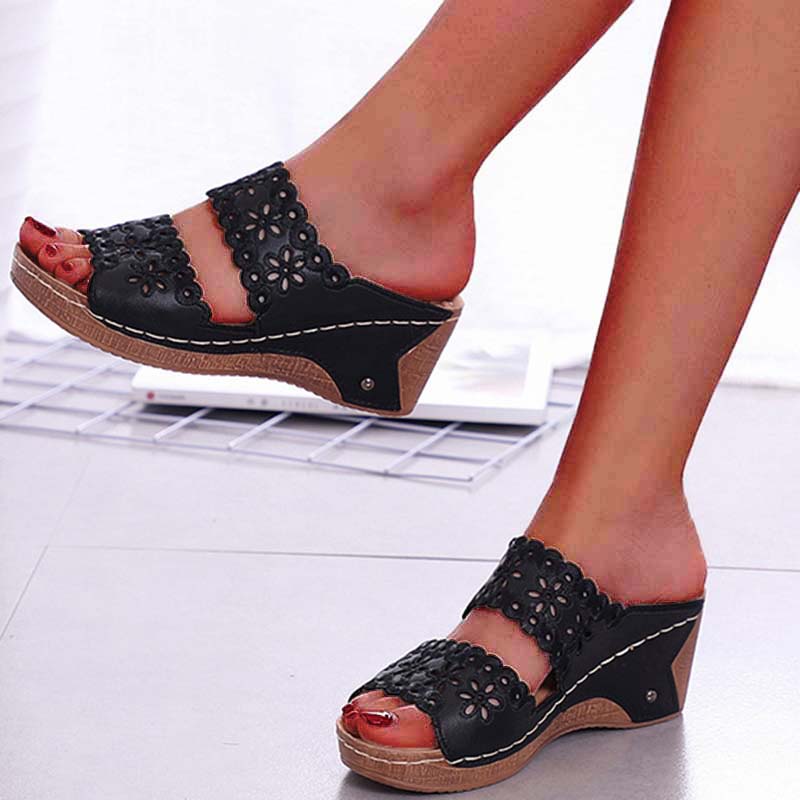 Stylish Summer Women Shoes Sandals NonSlip Slip On Wedge Sandals Retro Ladies Footwear  Casual Wome 10