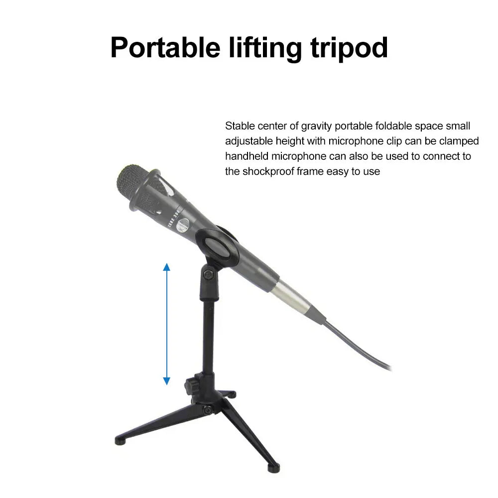 Universal Microphone Stand, Adjustable Mini Table Stand, Desktop Tripod, Mic Clip Holder, Portable Lightweight Bracket