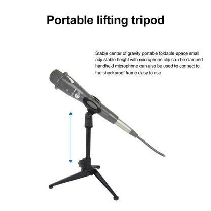 Universal Microphone Stand, Adjustable Mini Table Stand, Desktop Tripod, Mic Clip Holder, Portable Lightweight Bracket