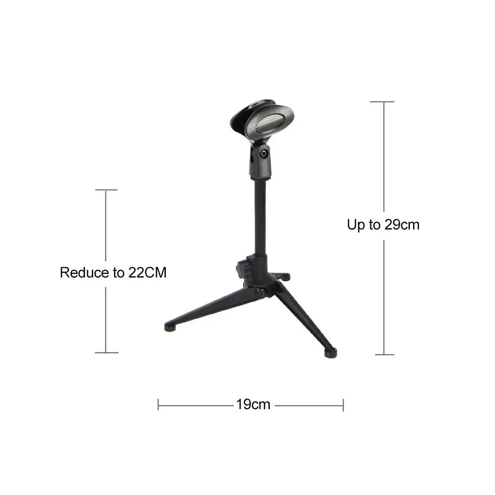Universal Microphone Stand, Adjustable Mini Table Stand, Desktop Tripod, Mic Clip Holder, Portable Lightweight Bracket
