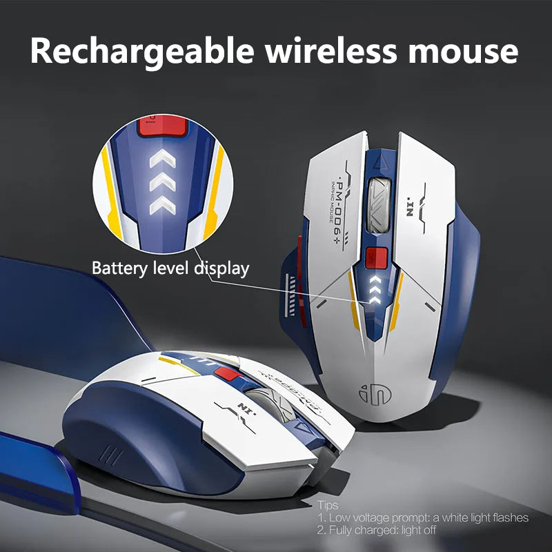 Rechargeable Silent Wireless Mouse, Battery Level Display, Computer PC Laptop, Gaming Office Mouse