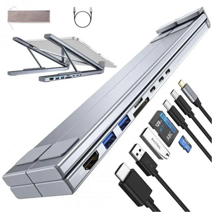 Laptop Holder Bracket HDMI SD TF, Universal Laptop Stand With USB Type-C HUB, Memory Card For MacBook, iPad Pro, Lenovo
