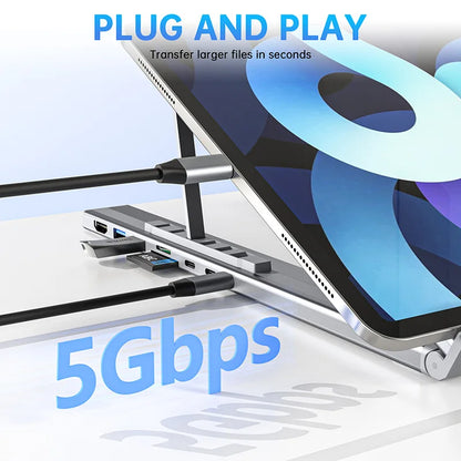 Laptop Holder Bracket HDMI SD TF, Universal Laptop Stand With USB Type-C HUB, Memory Card For MacBook, iPad Pro, Lenovo