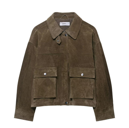 Autumn Winter Fashion Baseball Jacket, Elegant Zip Print, Loose Casual Coat, Women's Double Sided Short Outercoat