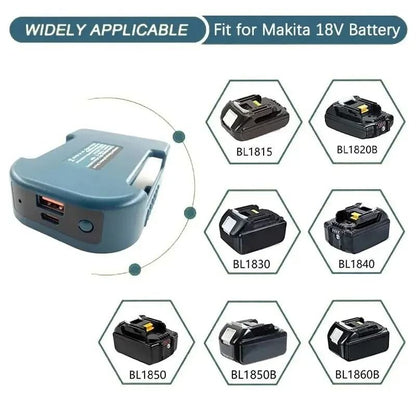 Battery Holder Adapter With USB And Type C Ports For Makita 18V Batteries 1