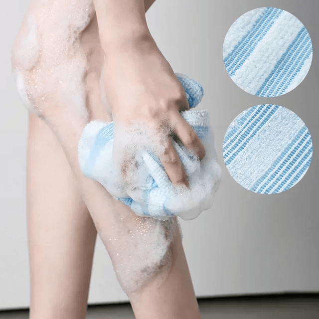 SilkyScrub Japanese Exfoliating Nylon Bath Towel For Deep Cleansing And Smooth Skin 1