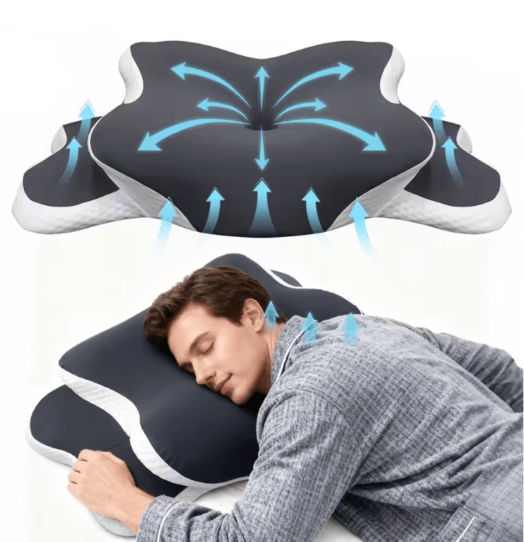 DreamAlign Ergonomic Memory Foam Cervical Pillow with Cooling Ice Silk Cover