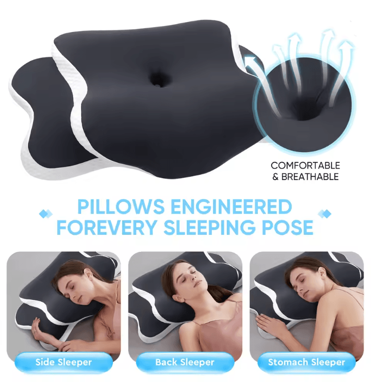 DreamAlign Ergonomic Memory Foam Cervical Pillow With Cooling Ice Silk Cover 1