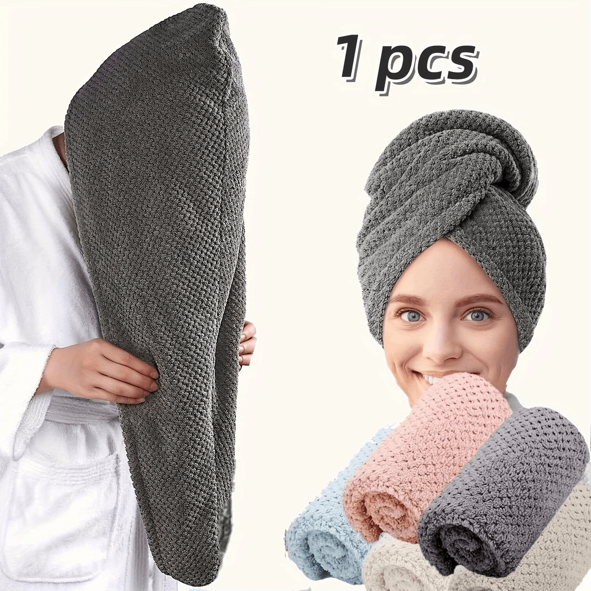 LuxeDry Ultra Absorbent Hair Towel Wrap – Fast Drying and Gentle for All Hair Types
