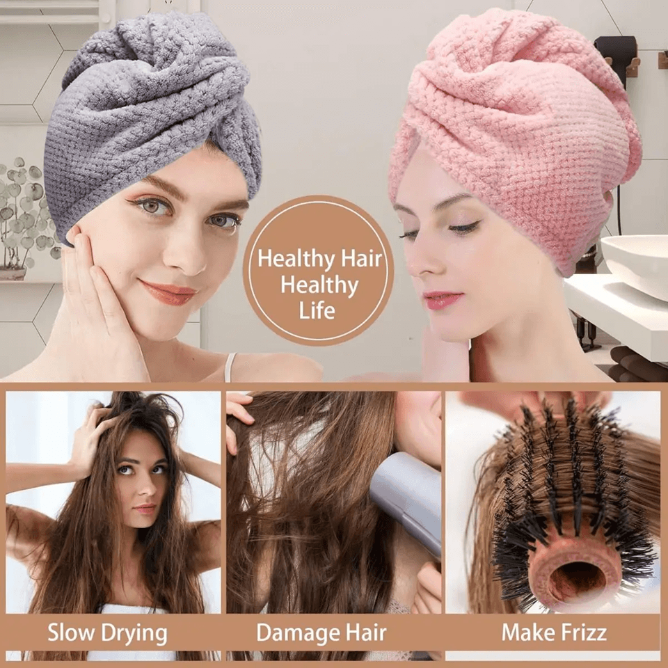 LuxeDry Ultra Absorbent Hair Towel Wrap  Fast Drying And Gentle For All Hair Types 2