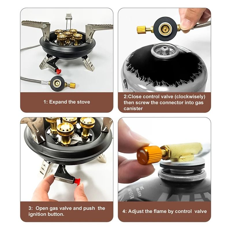 Portable Camping Gas Stove With High Pressure Burner 4