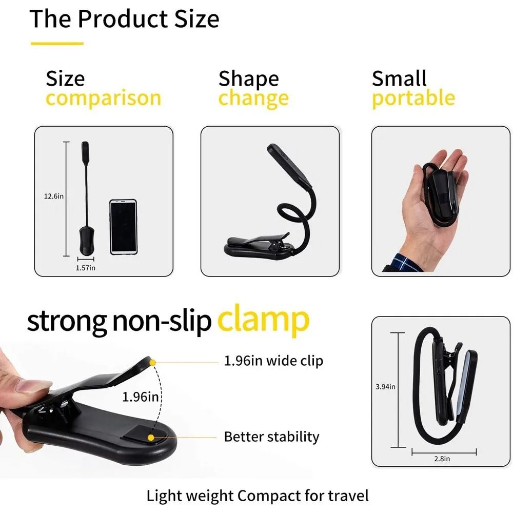Rechargeable LED Book Light With Adjustable Brightness 5