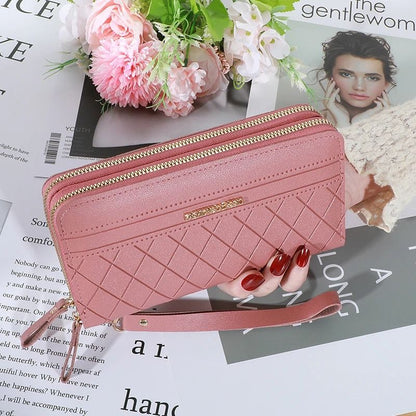 Long Womens Clutch Wallet With Double Zipper And Tassel Accent 9