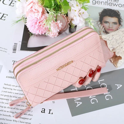 Long Womens Clutch Wallet With Double Zipper And Tassel Accent 10