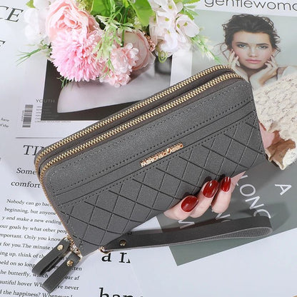 Long Womens Clutch Wallet With Double Zipper And Tassel Accent 12