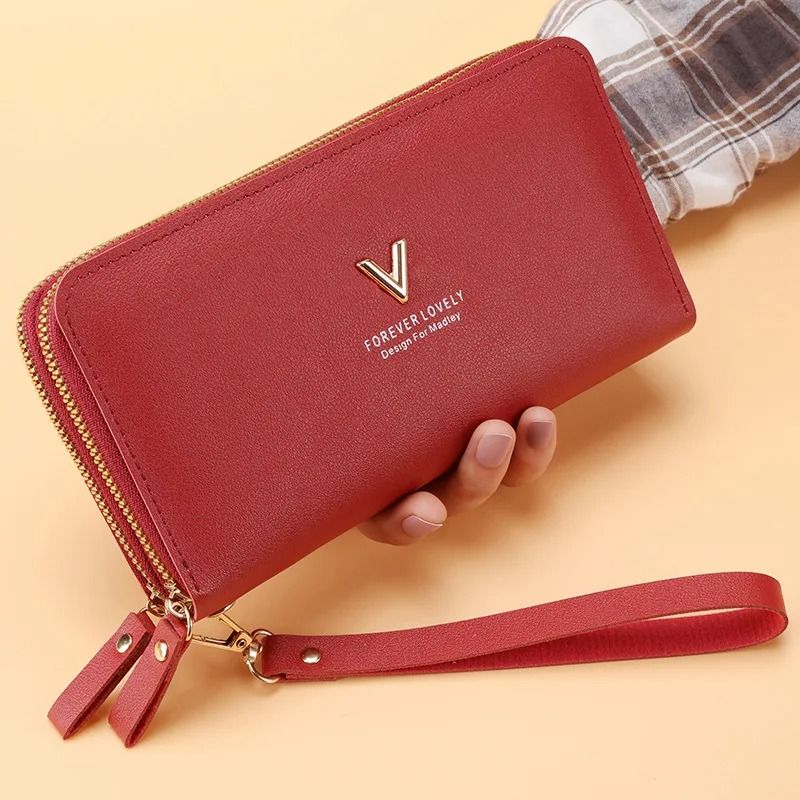 Long Womens Clutch Wallet With Double Zipper And Tassel Accent 13