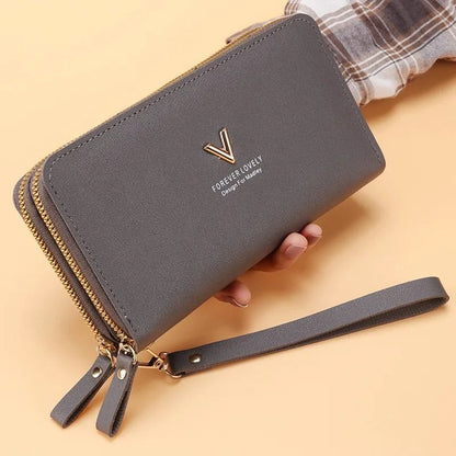 Long Womens Clutch Wallet With Double Zipper And Tassel Accent 15