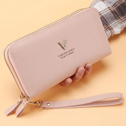 Long Womens Clutch Wallet With Double Zipper And Tassel Accent 16