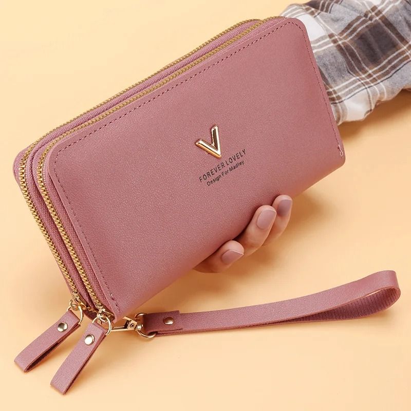 Long Womens Clutch Wallet With Double Zipper And Tassel Accent 17