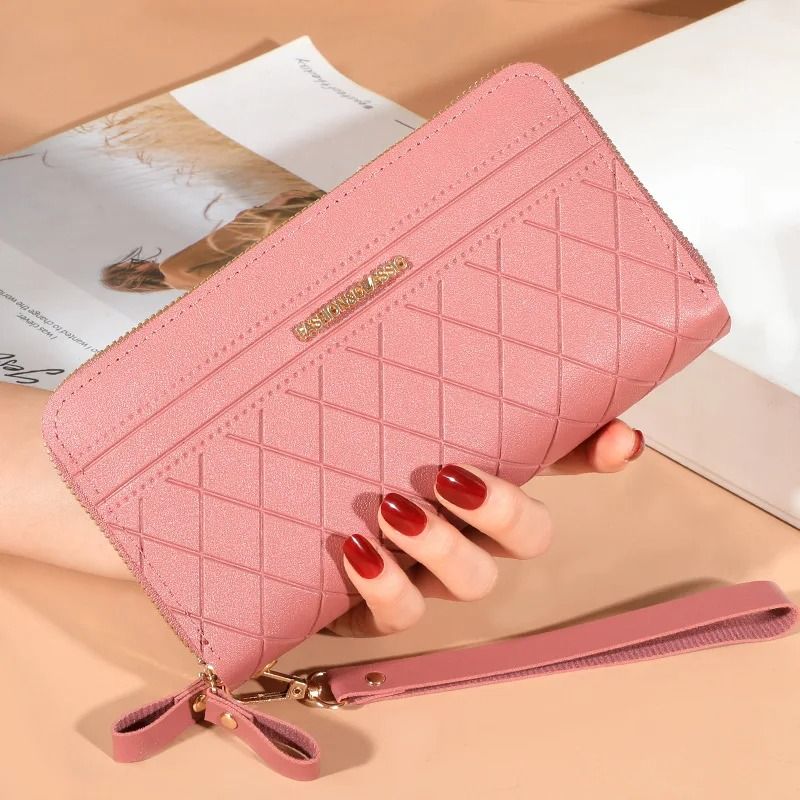 Long Womens Clutch Wallet With Double Zipper And Tassel Accent 4