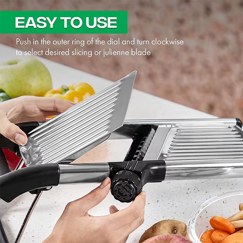 LMETJMA Adjustable Mandoline Slicer  Stainless Steel Vegetable Cutter For Effortless Slicing And Ch 4