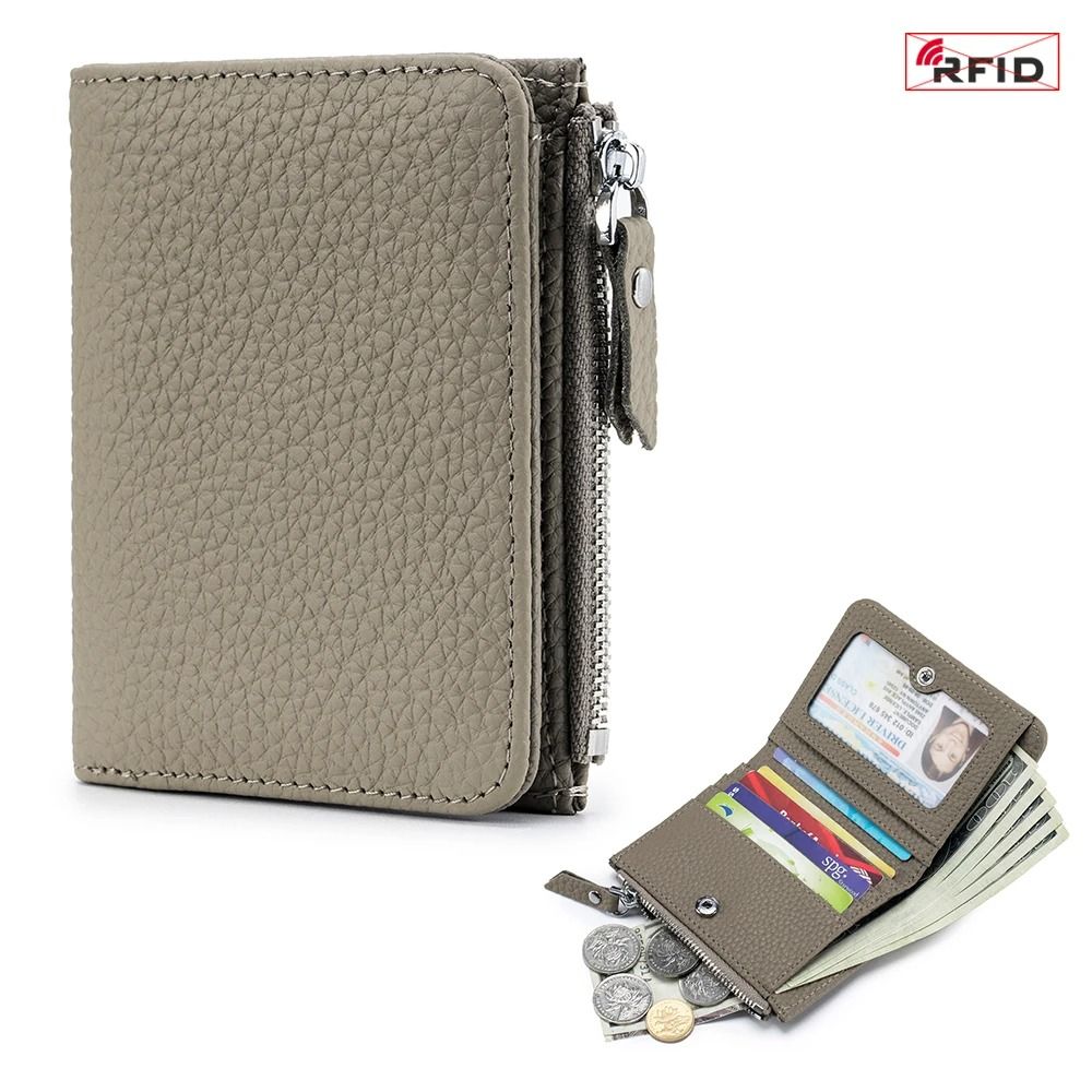 Genuine Leather Zip Wallet With RFID Protection 11
