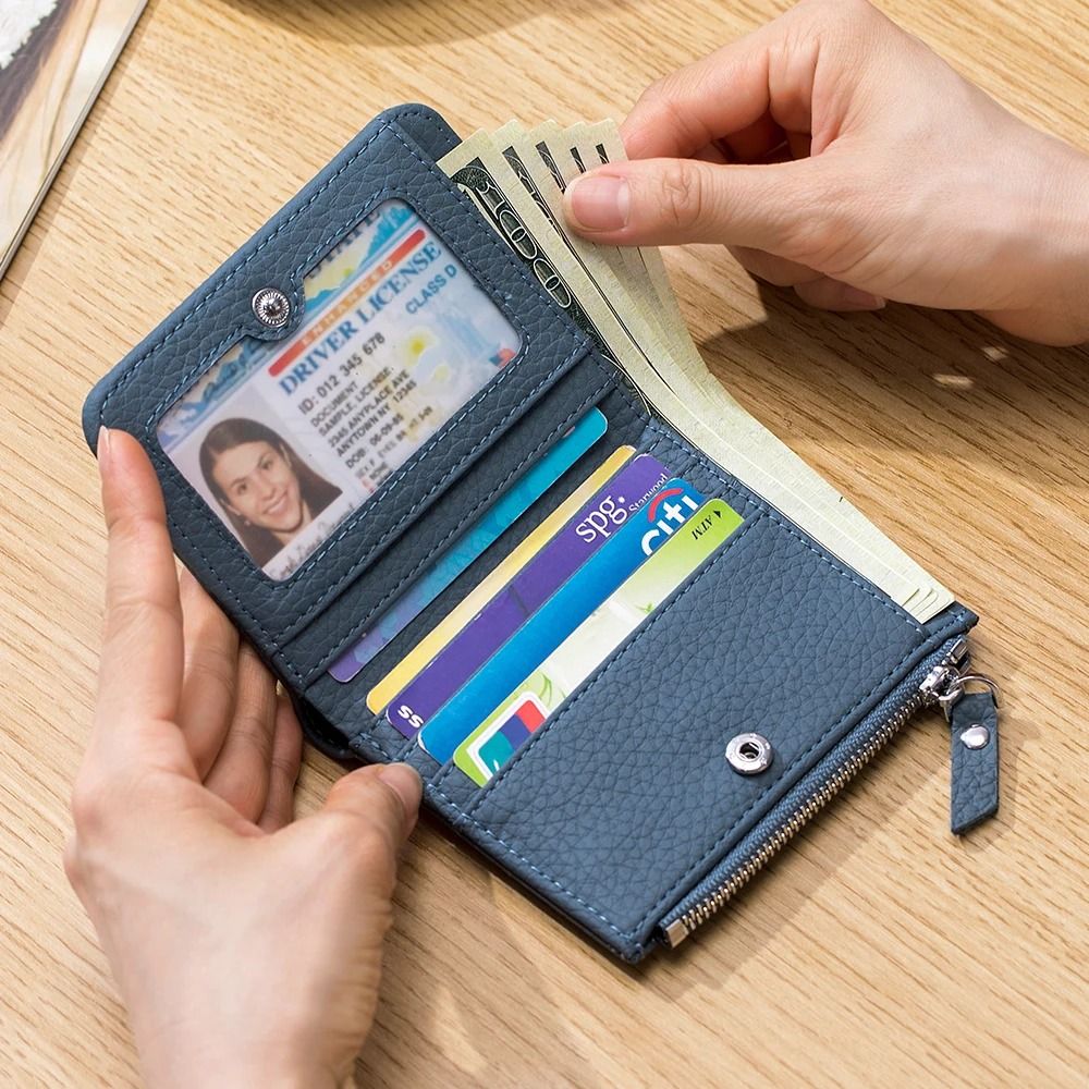 Genuine Leather Zip Wallet With RFID Protection 2