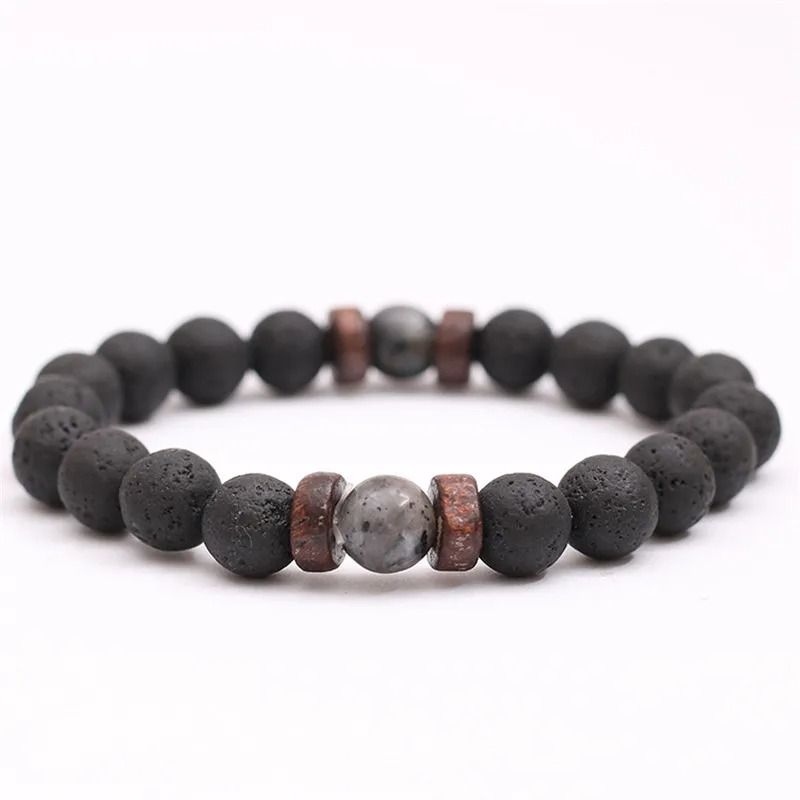 Natural Lava Rock Bead Bracelet For Men And Women 4