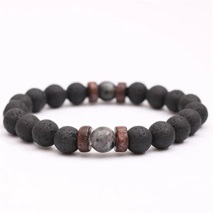 Natural Lava Rock Bead Bracelet For Men And Women 4