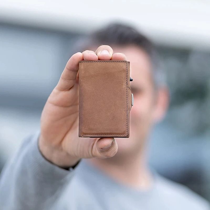 Pop Up RFID Leather Wallet With Coin And Note Compartments 5