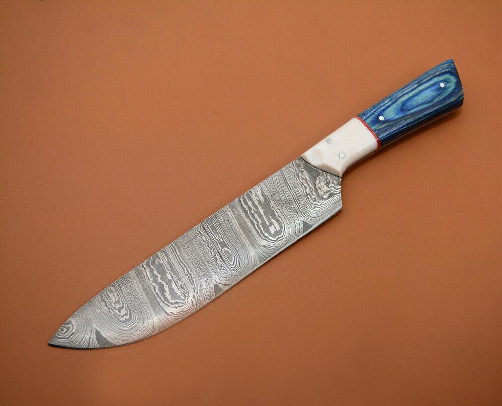 Legacy Blade – Handmade Damascus Steel Chef Knife with Natural Poplar Finish