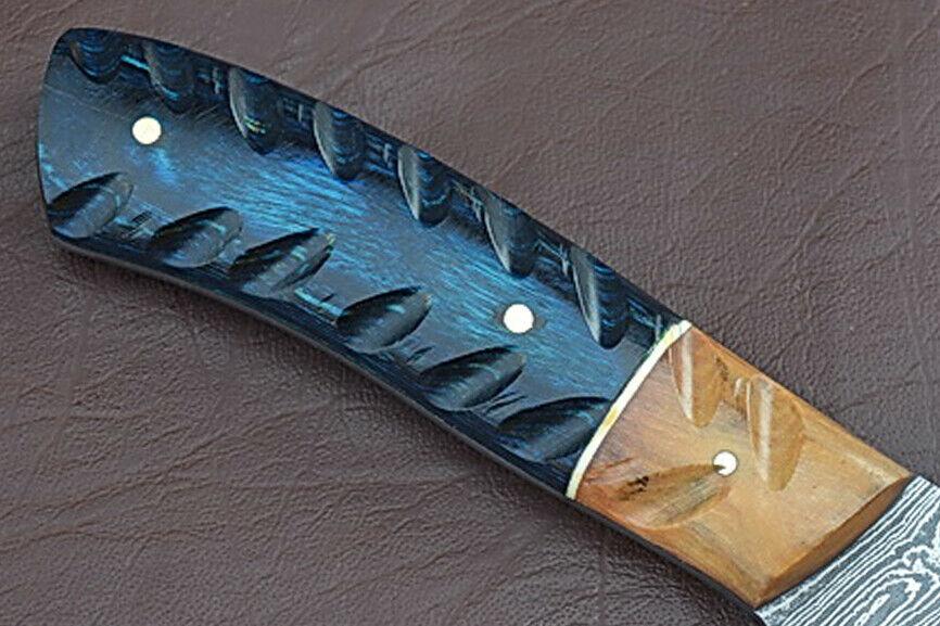 Handmade Damascus Steel Chef Knife With Groov Dollar Wood Handle  Full Tang Kitchen Masterpiece 1