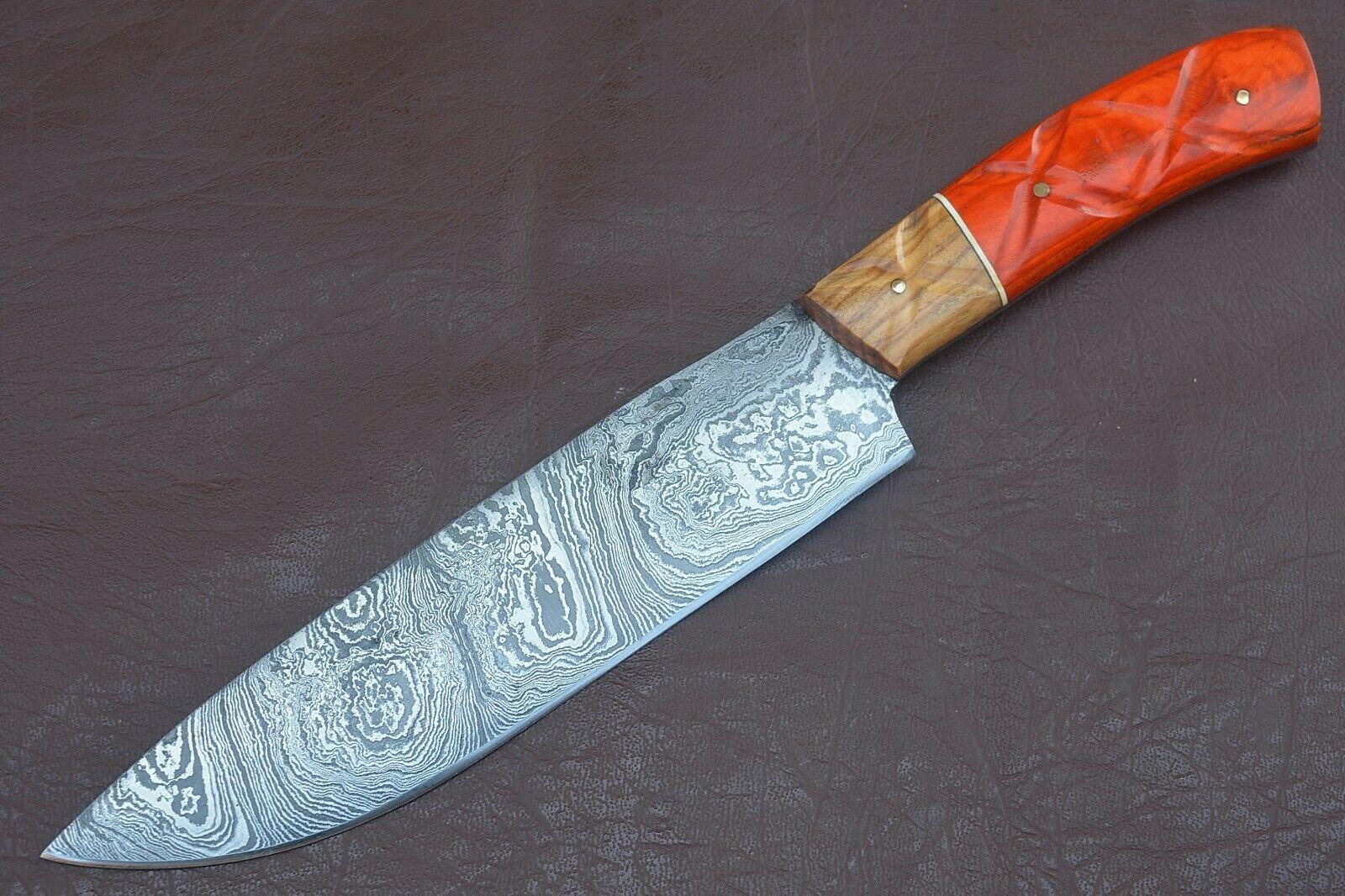 Artisan Forged Damascus Kitchen Knife | Groov Dollar Wood Handle | Handmade Perfection