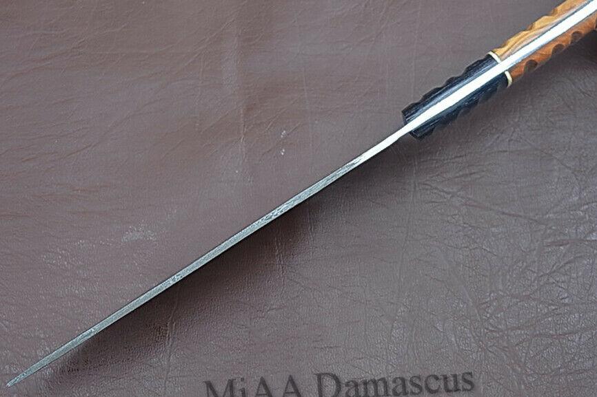 Custom Handmade Damascus Chef Knife  Precision Blade With Groov Dollar Wood Grip 1